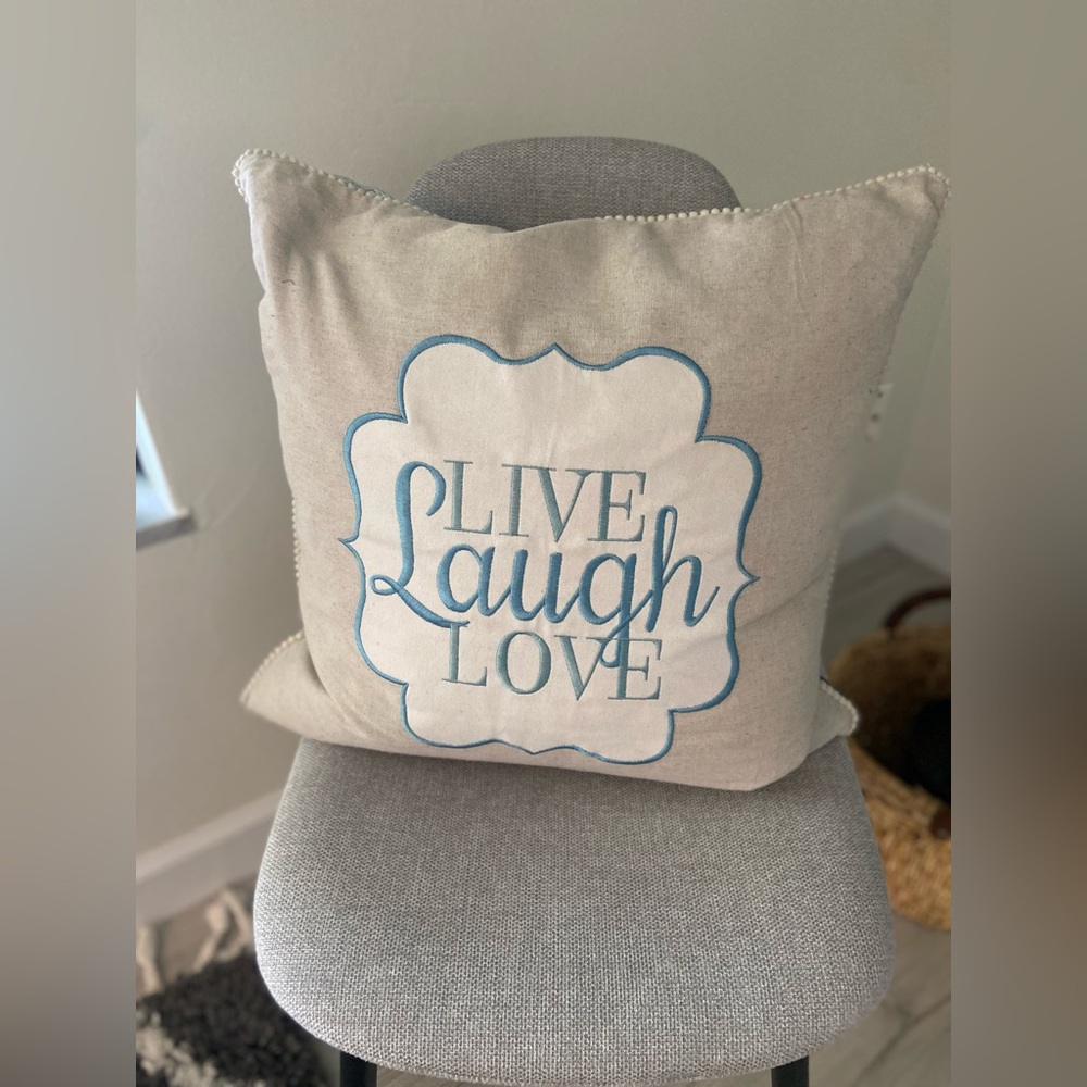 Cynthia Rowley Beige and Blue Accent Pillow